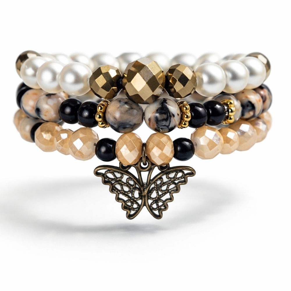 Elegant Multi-Color Beaded Stack Bracelet Set